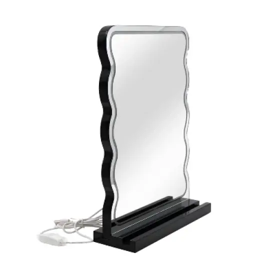 New View Wavy LED Plug In Vanity Mirror with Phone Holder image {1}