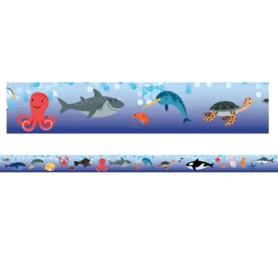 Charles Leonard Magnetic Straight Borders/Trims, 1.5" x 24", Sea Life Theme, Pack of 12 image {1}