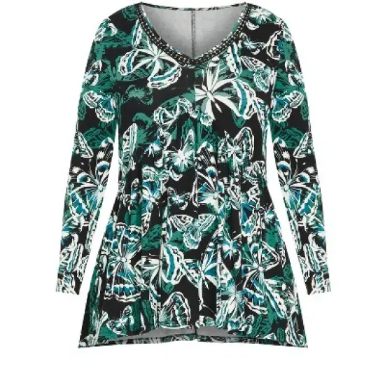 Women's Plus Size Abigail Print Top - teal | AVENUE image {2}