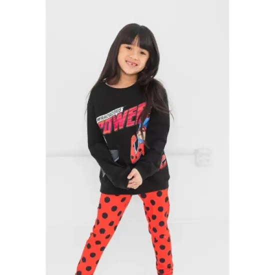 Miraculous Cat Noir Ladybug Girls French Terry Sweatshirt and Leggings Outfit Set toddler to Big Kid  image {5}