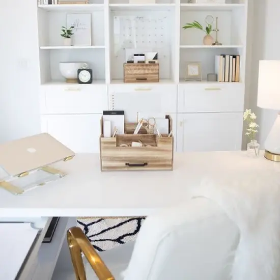 Blu Monaco Wood Mail Organizer with Drawer and 5 Compartments image {3}