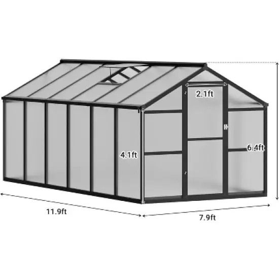 Greenhouse, Outdoor Greenhouses with Roof Vents and Sliding Doors, Aluminum Frame Accessible Greenhouses image {2}
