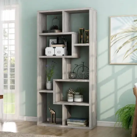 70.98" Crusiton Versatile Bookcase Vintage Gray Oak - miBasics image {7}