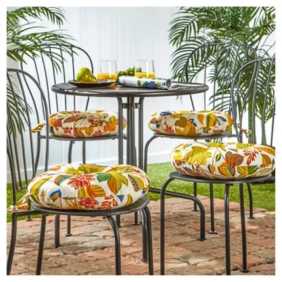 4pk 15" Esprit Floral Outdoor Bistro Chair Cushions - Kensington Garden image {1}