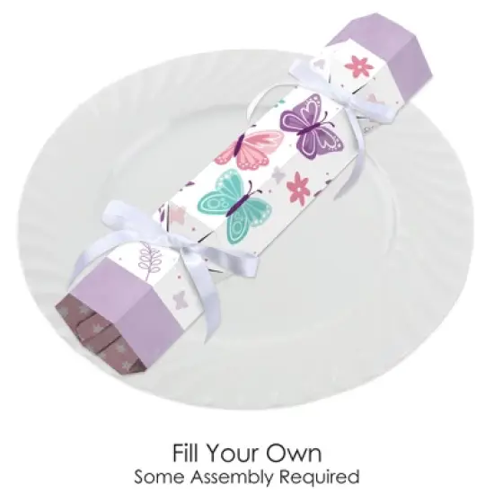 Big Dot of Happiness Beautiful Butterfly - No Snap Floral Baby Shower or Birthday Party Table Favors - DIY Cracker Boxes - Set of 12 image {1}