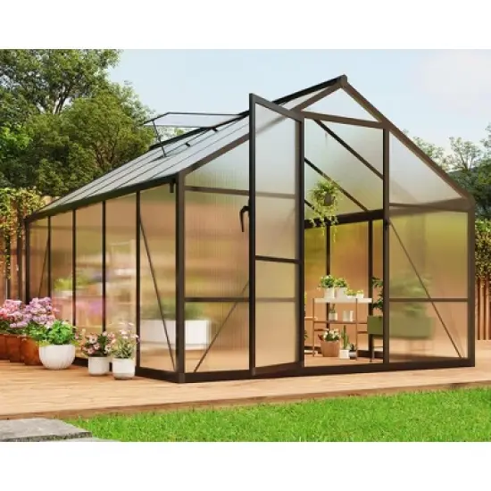 Large Walk in Greenhouses for Outdoors and Garden Planting, Polycarbonate Greenhouse w/Enhanced Aluminum Frame,w/Quick Setup Structure and Roof Vent image {2}