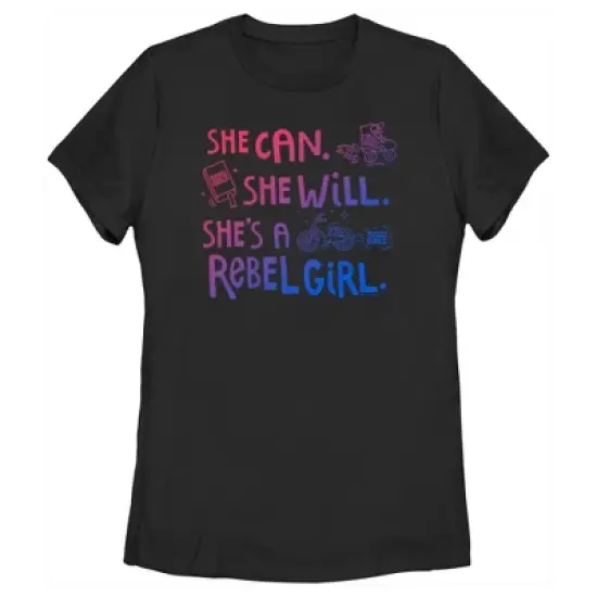 Women's Rebel Girls She Can She Will Doodles T-Shirt image {3}