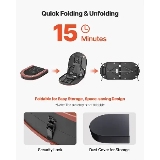 VEVOR Foldable Poker Table, 8 Player 72 in Folding Casino Leisure Table with Padded Rails and Cup Holders, Oval Portable Game Tables, Brown image {3}