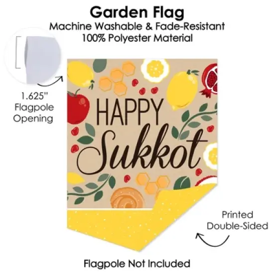 Big Dot of Happiness Sukkot - Outdoor Home Decorations - Double-Sided Sukkah Jewish Holiday Garden Flag - 12 x 15.25 Inches image {2}