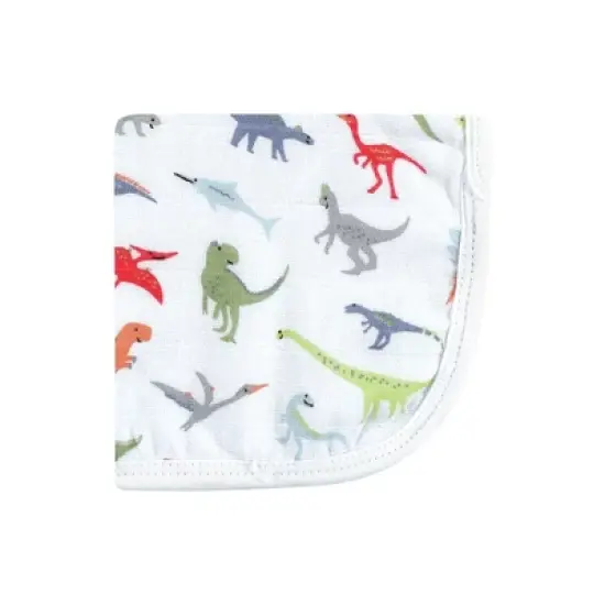 Hudson Baby Infant Boy Cotton Muslin Washcloths, Dino, One Size image {2}