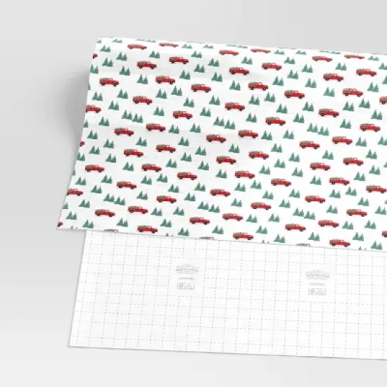 40" 125 sq ft Christmas Roll Wrap Trucks and Trees on White - Wondershop&trade; image {2}