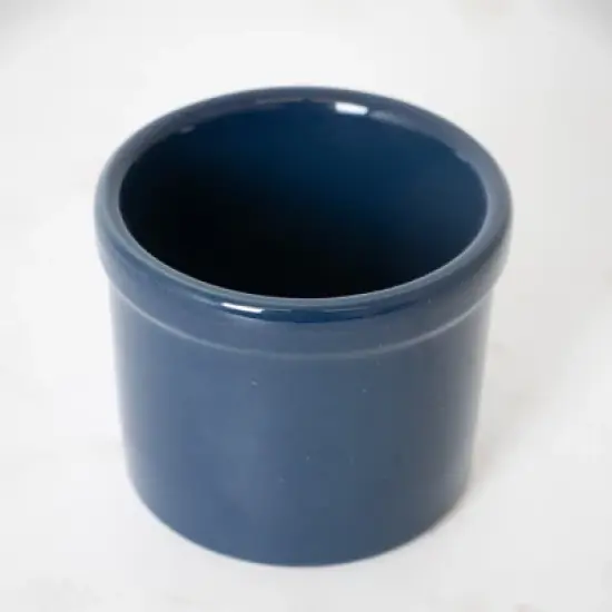 Ohio Stoneware Pickling Fermentation Crock, 1 Pint, Handmade for Food Preserving Cooking Utensil Storage and Decor, Blue image {1}
