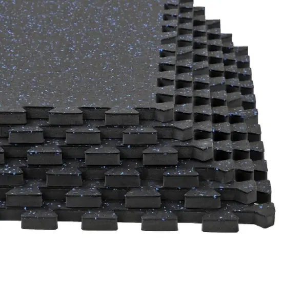 Xspec 1/2" Thick 48 Sq Ft Rubber Top EVA Foam Home Gym Mats 12 pcs, Blue Black image {2}
