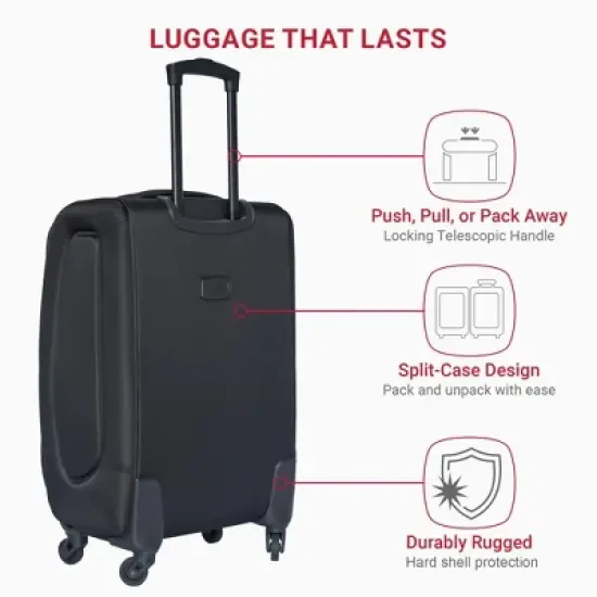 Gulches (20+24) Two-piece suitcase suitcase set Oxford trolley case without password lock universal wheel BLACK image {5}