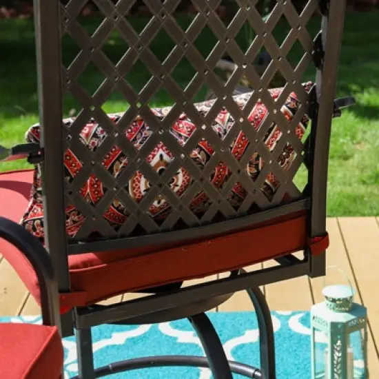 5pc Outdoor Set with Swivel Stools & Cushions & Square Metal Table - Captiva Designs image {4}