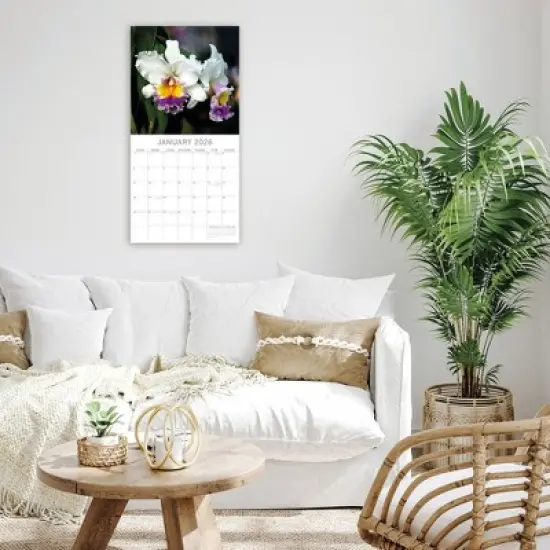 2026 Square Wall Calendar, Orchids, 16-Month Floral Theme with 180 Reminder Stickers (12x12 In) image {1}