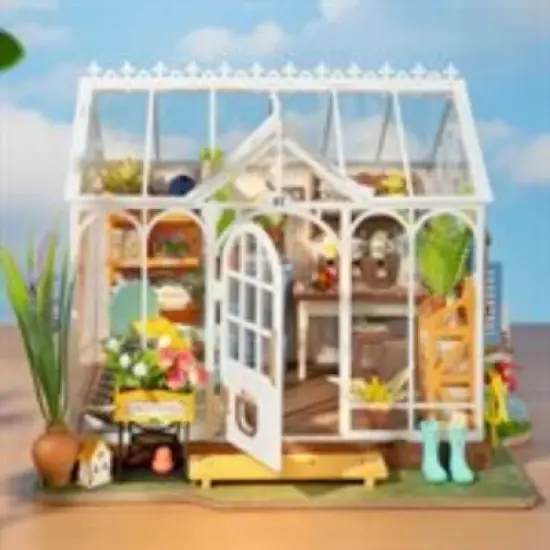 ROBOTIME Dreamy Garden House DIY Miniature House Kit Christmas Birthday Gifts for Boys & Girls, Multicolored, 9.6"*7.5"*7.5" image {1}
