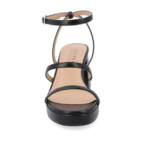 Journee Collection Womens Samilee Metallic Vegan Leather Platform Sandals image {5}