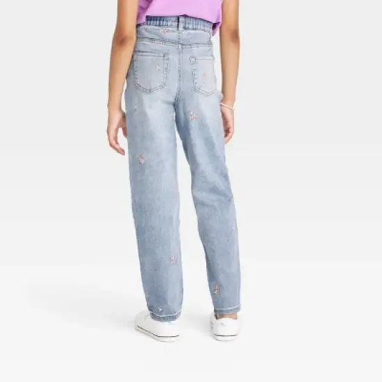 Girls' Floral Embroidered High-Rise Ankle Straight Jeans - Cat & Jack&trade; image {1}