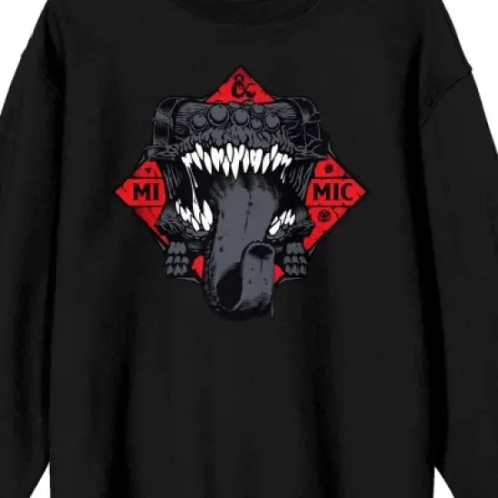 Dungeons & Dragons Mimic Monster Crew Neck Long Sleeve Men's Black Sweatshirt image {1}