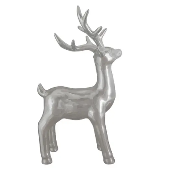 Northlight Shiny Ceramic Standing Reindeer Christmas Decoration - 14" - Silver image {2}