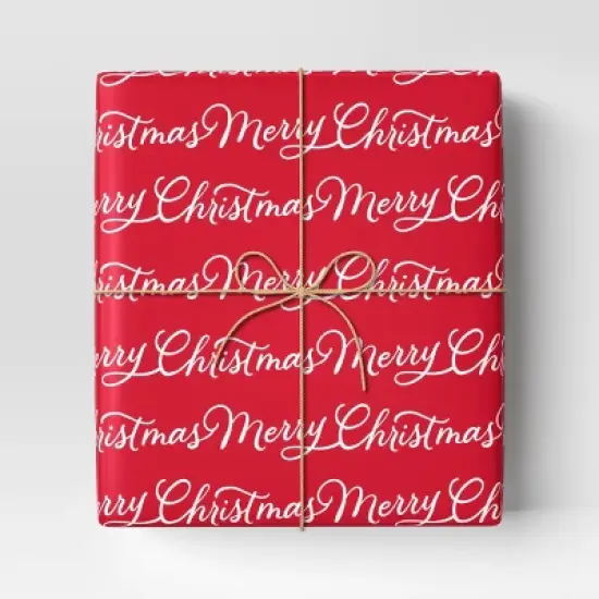40" 220 sq ft Christmas Roll Wrap Merry Christmas on Red - Wondershop&trade; image {1}