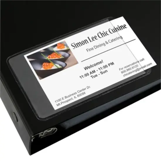 C-Line&reg; Self-Adhesive Business Card Holder, Side Load, 2" x 3-1/2", 10 Per Pack, 5 Packs image {5}