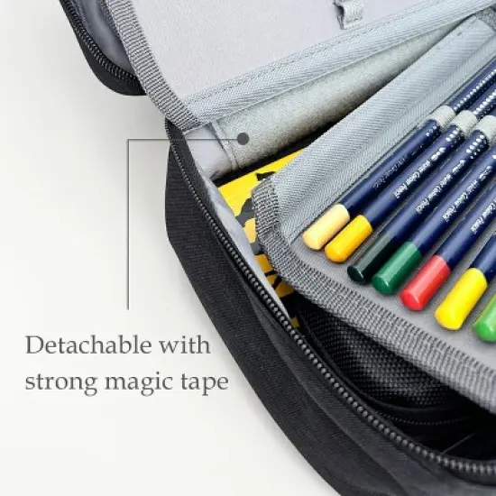 Wrapables Large Capacity 72 Slot Pencil Case for Colored Pencils, Stationery Pouch, Black image {3}