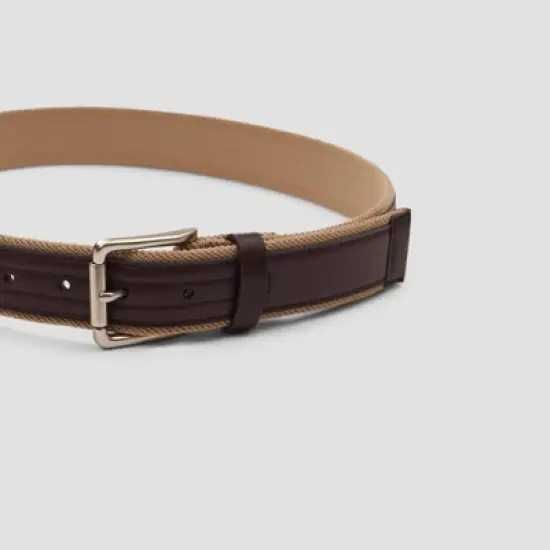 Men's Khaki Fabric with Overlay Belt - Goodfellow & Co&trade; Brown image {2}