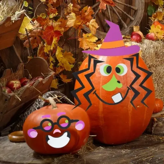 Joyfy 16 Packs Halloween Foam Craft Kit Pumpkin Decor Stickers, Halloween Party Favors School Games Gifts for Kids, Arts Activities Party Supplies image {9}