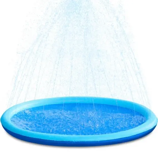 Joyfy 5ft Blue Splash Pad for Kids, Non-Slip Outdoor Water Splash Mat, Summer Fun Backyard Fountain Pool Water Games Mat image {6}