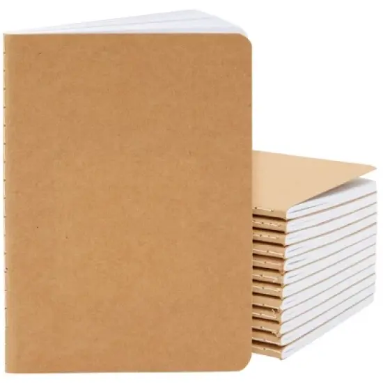 Paper Junkie 12-Pack Kraft Paper Notebooks, Writing Journal with 80 Lined Pages, Bulk A6 Notebook Set for Students, Kids, Classroom, Travel, 4x6 in image {7}