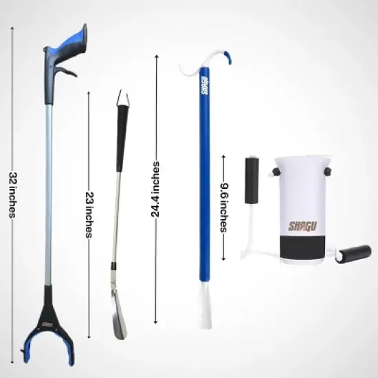 Long Shoe Horn, Grabber Reacher Tool, Sock Aid Device, and Sock Puller Aid Bundle image {2}