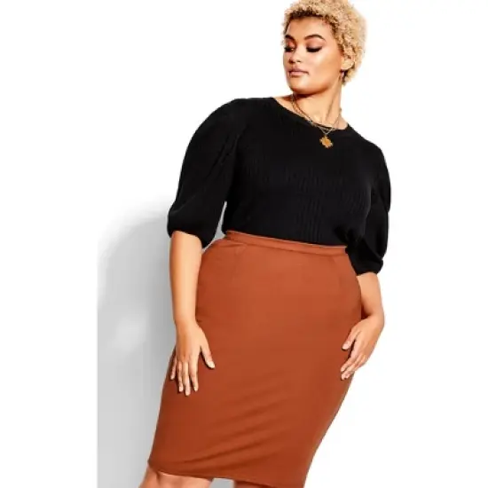 Women's Plus Size Midi Tube Skirt - ginger | CITY CHIC image {3}
