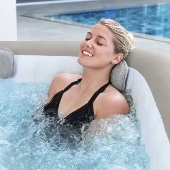 Bestway SaluSpa AirJet Inflatable Square Hot Tub with Set of 2 Underwater Non Slip Pool and Spa Seat with Adjustable Legs, Gray image {3}