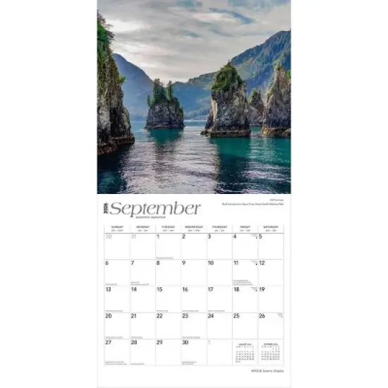 BrownTrout Alaska Wild and Scenic 2026 12"x24" Hanging Square Wall Calendar Plastic-Free image {3}