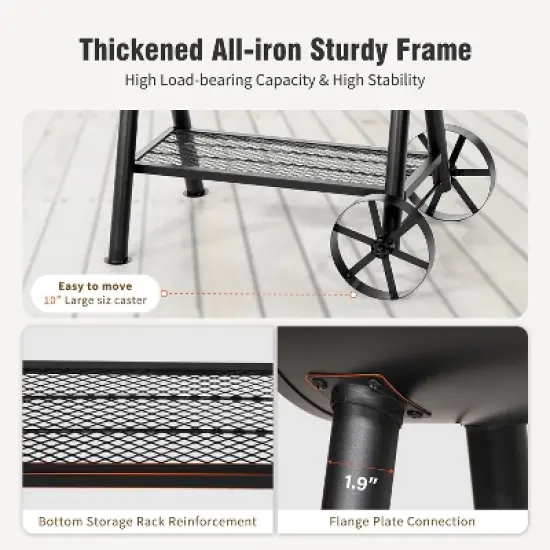 Captiva Designs Charcoal Grill with Offset Smoker - All-Metal Steel Construction, 512 sq. in. Cooking Area for Outdoor Cooking image {5}