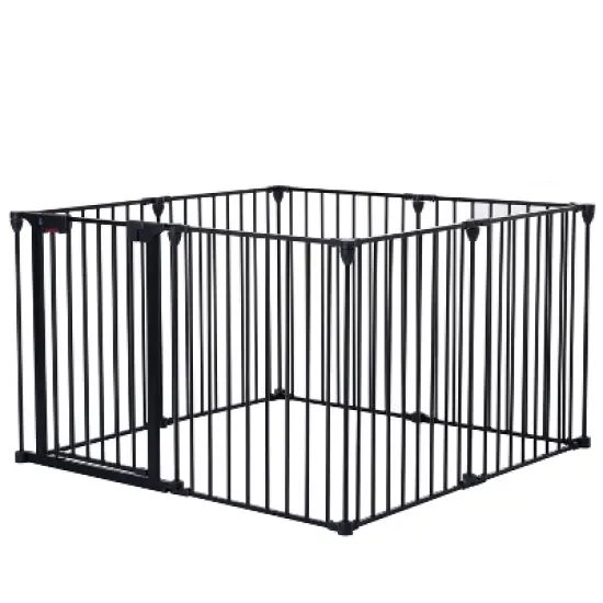 200" Adjustable Safety Gate 8 Panels Play Yard Metal Doorways Fireplace Fence Christmas Tree image {4}