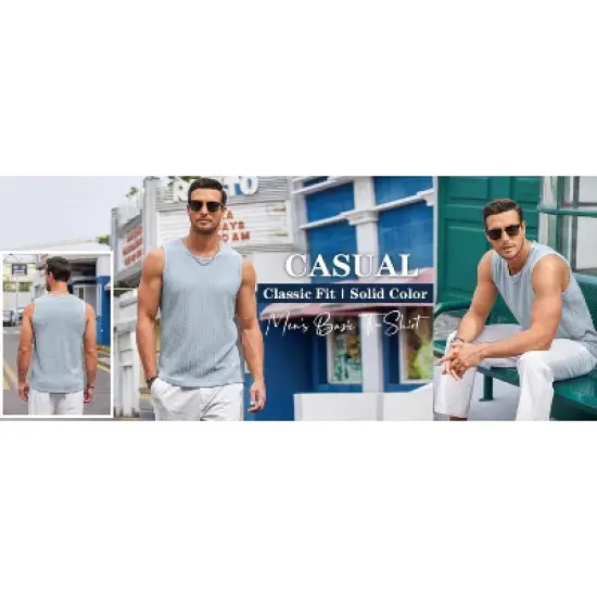 COOFANDY Men's Casual Tank Tops 1 PC&2PC Knit Sleeveless Lightweight Tee Muscle Basic T Shirts S-XXL image {6}