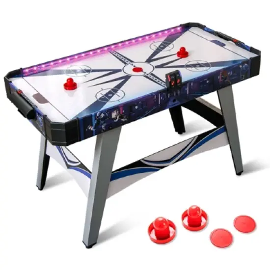 Tangkula 54" Air Hockey Table - Arcade Hockey Table Gaming Set w/LED Electronic Scoring & Lights 2 Pucks 2 Pushers Powerful 12V Motor image {7}