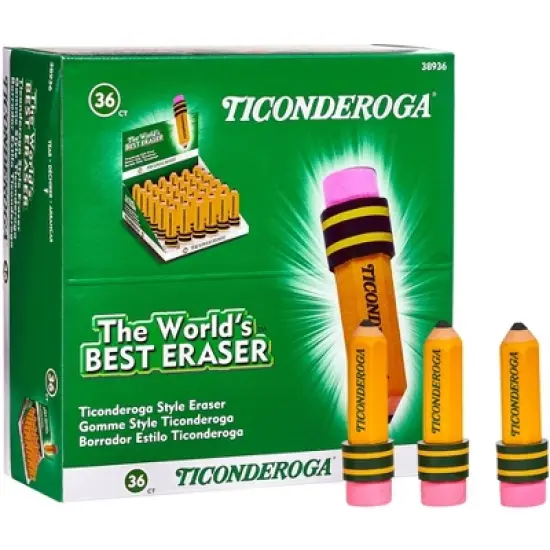 Ticonderoga Pencil-Shaped Erasers, Yellow, Pack of 36 image {4}