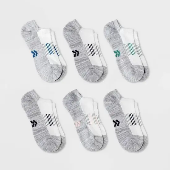 Women's Finish Line Striped Cushioned 6pk No Show Athletic Socks - All in Motion&trade; 4-10 image {4}