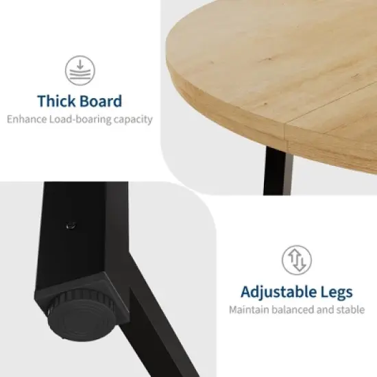 47" Round Dining Table for 4&ndash;6, Burlywood Kitchen & Dining Room Table with Sturdy Metal Frame and Thick Wood Top, Space-Saving Circle Table image {5}