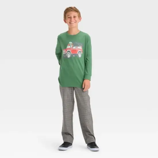 Boys' Christmas Tree Knit Long Sleeve T-Shirt - art class&trade; Green image {2}