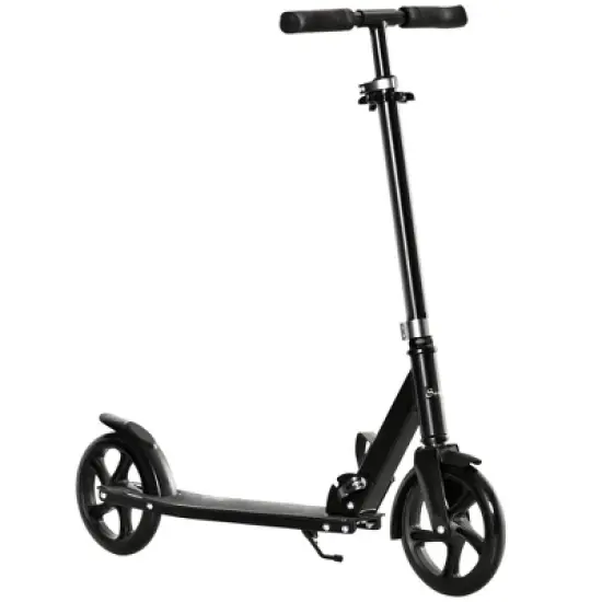 Soozier Folding Kick Scooter for 12 Years and Up for Adults and Teens, Push Scooter with 3-Level Height Adjustable Handlebar, Black image {3}