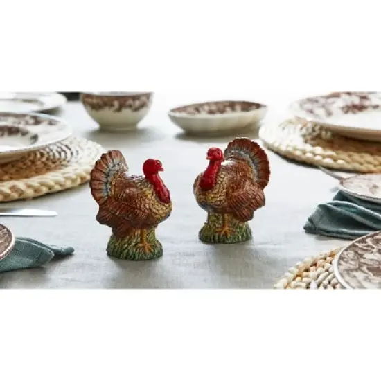 Spode Woodland Festive Turkey Salt & Pepper Shakers - Figural Thanksgiving Table Decor, Adds Holiday Flair & Functionality - 3.5" Tall, Hand Wash image {3}