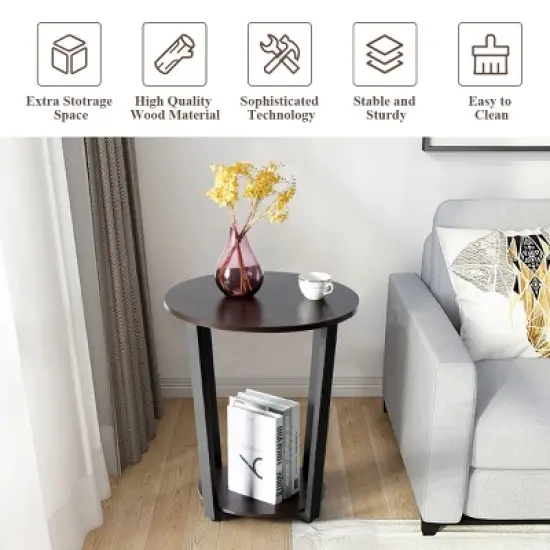 Costway Industrial End Table Sofa Side Table Nightstand Storage Shelf image {7}
