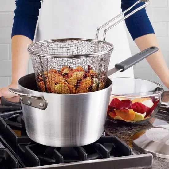 Tramontina 5.5qt Aluminum Nonstick Professional Fusion Covered Deep Fryer - Satin image {6}