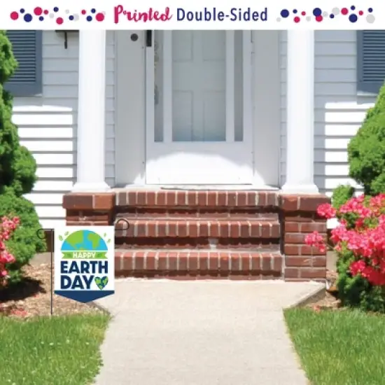 Big Dot of Happiness Happy Earth Day - Outdoor Home Decorations - Double-Sided Save the Planet Garden Flag - 12 x 15.25 inches image {1}