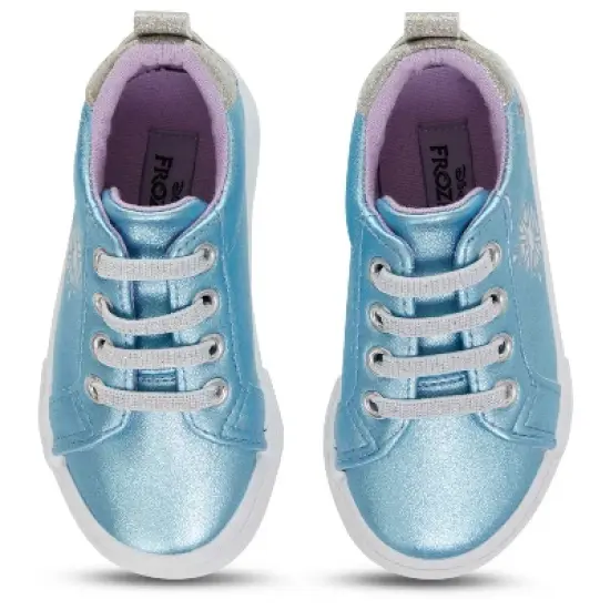 Frozen's Magical High Top Shoes for  Girls - Disney's Elsa, Anna, Olaf Adventure Blue Lace Up Sneakers (Light Blue, 5) image {1}